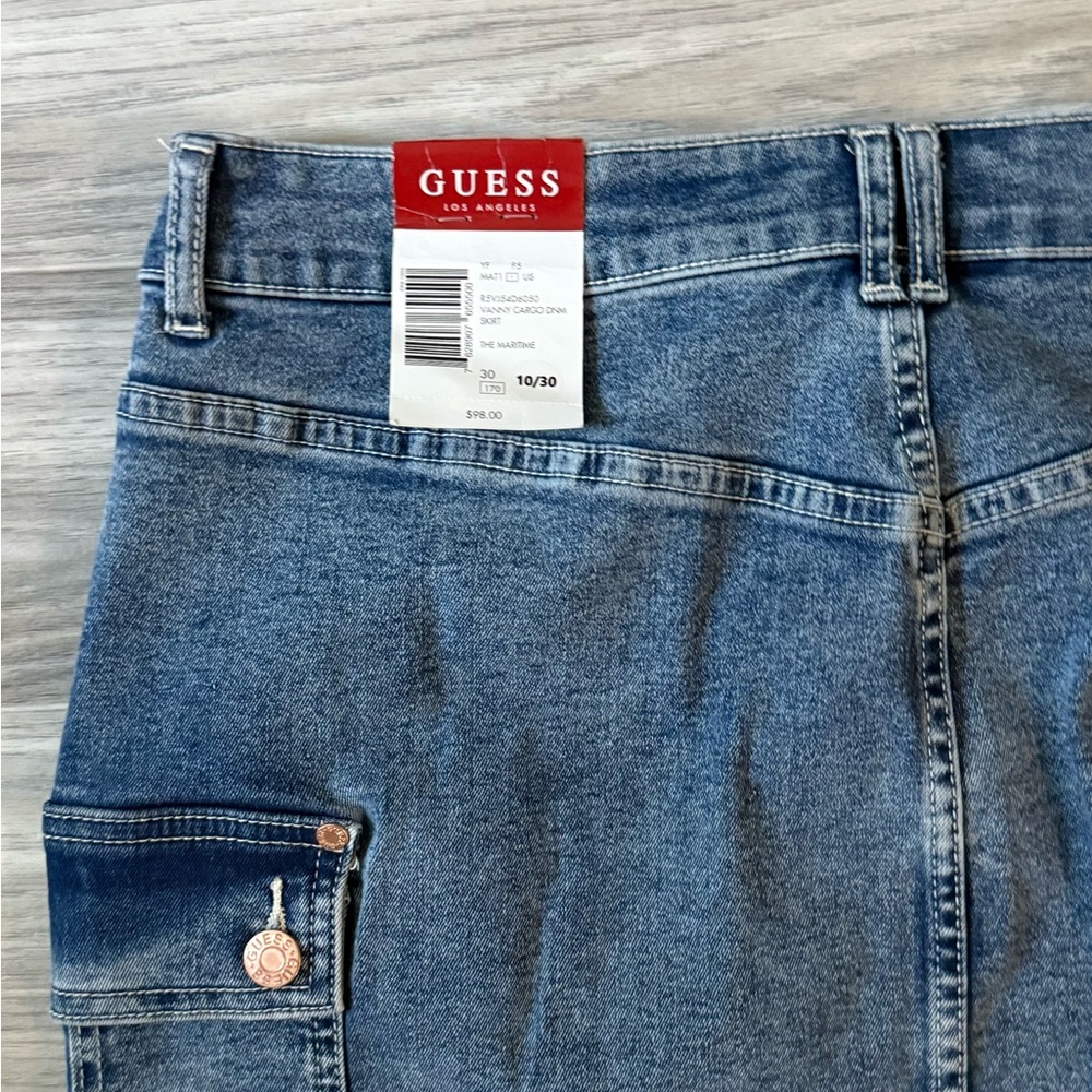 GUESS Cargo Denim Mini Skirt With Frayed Hem - The Maritime Wash - Picture 4 of 8